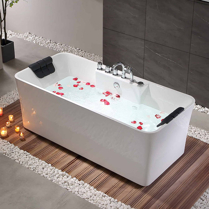 67 in. Whirlpool Freestanding Acrylic Bathtub - EMPV-67AIS16