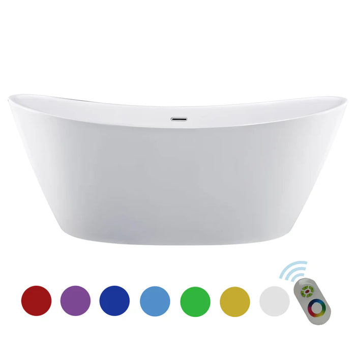 67" Freestanding Soaking LED Tub with Center Drain-EMPV-67FT1518LED