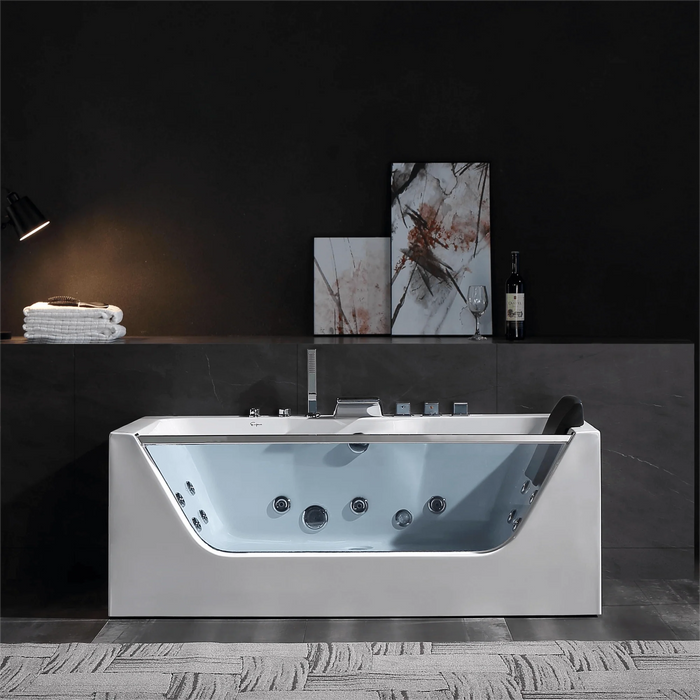 67 in. Whirlpool Rectangular Bathtub - EMPV-67JT408LED