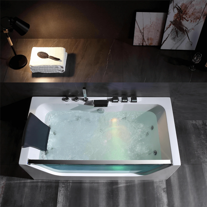 67 in. Whirlpool Rectangular Bathtub - EMPV-67JT408LED