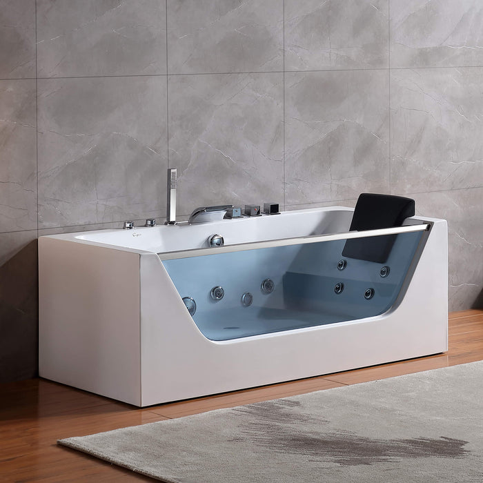 67 in. Whirlpool Rectangular Bathtub - EMPV-67JT408LED