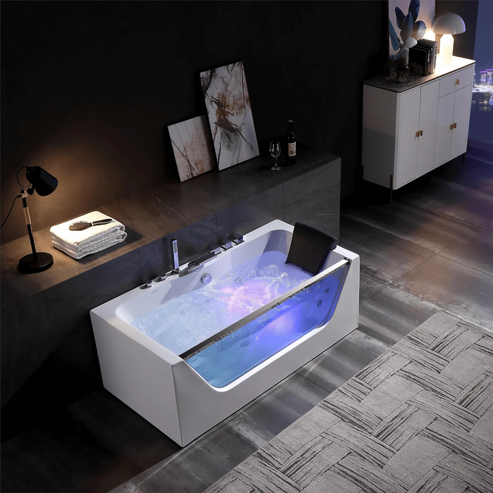 67 in. Whirlpool Rectangular Bathtub - EMPV-67JT408LED