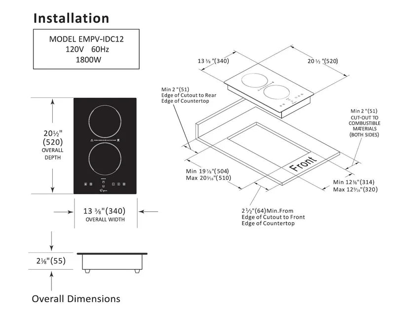 Empava  12 inch Portable Induction Cooktop-IDC12