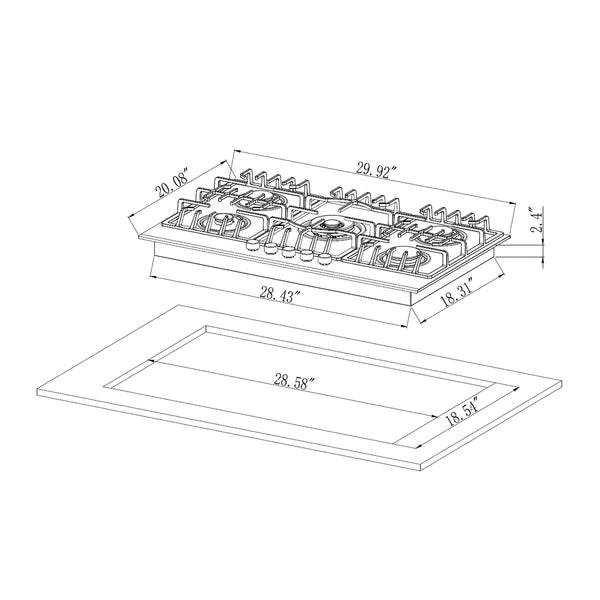 Empava 30GC26 30 in. Built-in Gas Cooktops